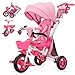 JMMD 8 in 1 Tricycle Stroller with Push Handle Foldable Trike with 360 Swivel Seat Reclining Backrest AllTerrain Wheels Dual Brakes Canopy Storage Gift for Kids 18 Months to 5 Years Pink - Image 3