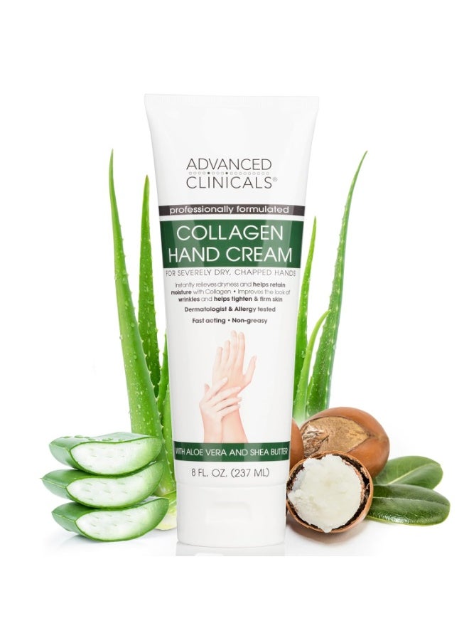 Advanced Clinicals Advanced Clinicals Collagen Hand & Body Cream Skin Care Moisturizer Lotion For Dry Cracked Skin. Soothing & Hydrating Plant Collagen Lotion W/Aloe Vera, Green Tea, & Shea Butter, Large 8 Fl Oz  - Image 1