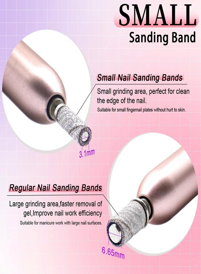 METEOROCK 100 Pcs Small 3.1 MM Nail Sanding Bands, 150 Grit Medium Grit, Upgrade Premium Aluminum Oxide, White, For Nail Drill Machines, Plastic Compatible - Image 2