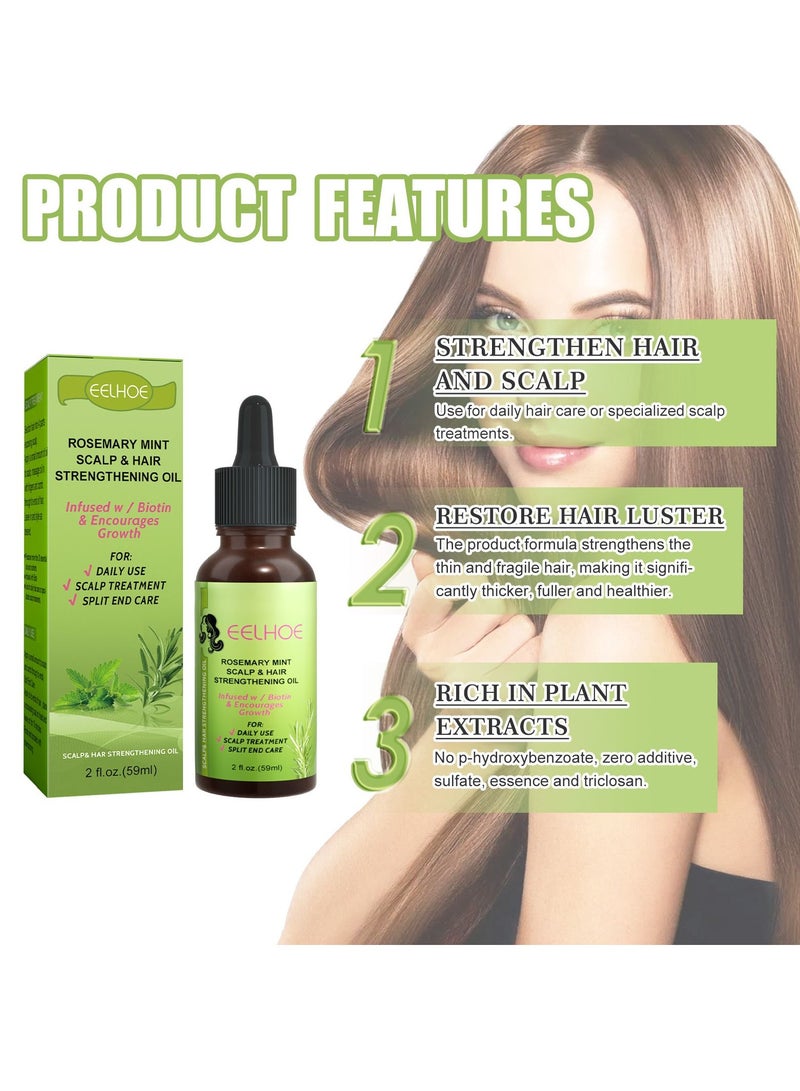 EELHOE Peppermint Rosemary Hair Care Essential Oil Hair Growth Liquid Scalp Massage Treatment Soothes Dry and Fury - Image 5