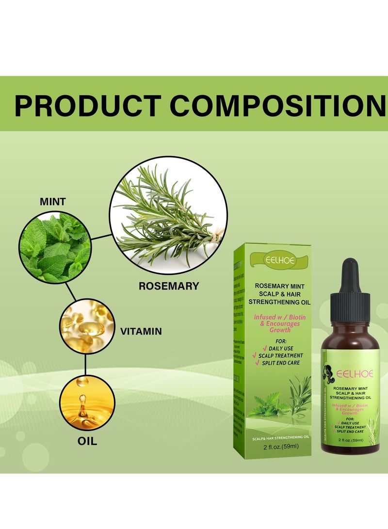 EELHOE Peppermint Rosemary Hair Care Essential Oil Hair Growth Liquid Scalp Massage Treatment Soothes Dry and Fury - Image 2