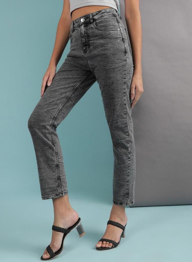 Freehand Women Grey Straight Fit Acid Washed Jeans - Image 3