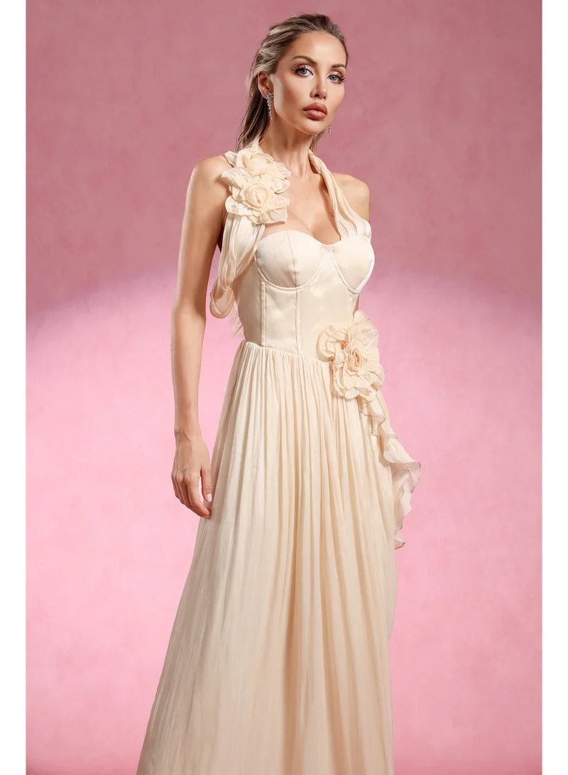 Bella Barnett  Davina Halter Sleeveless Flower Slit Maxi Dress for Women | Best Price UAE