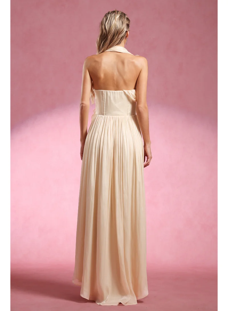 Bella Barnett  Davina Halter Sleeveless Flower Slit Maxi Dress for Women | Best Price UAE