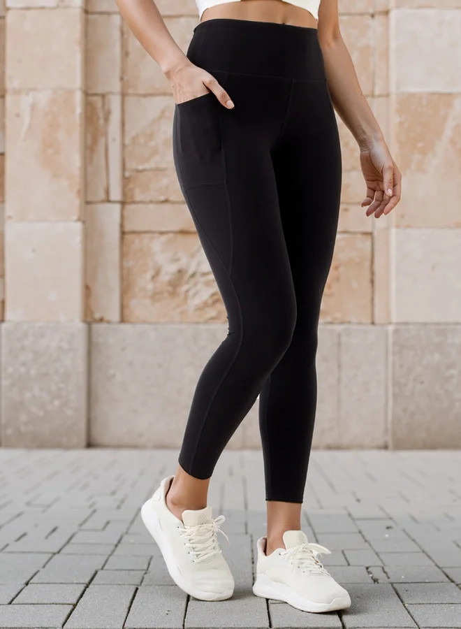 ADOT by Splash Panelled Leggings with Pockets and Elasticated Waistband