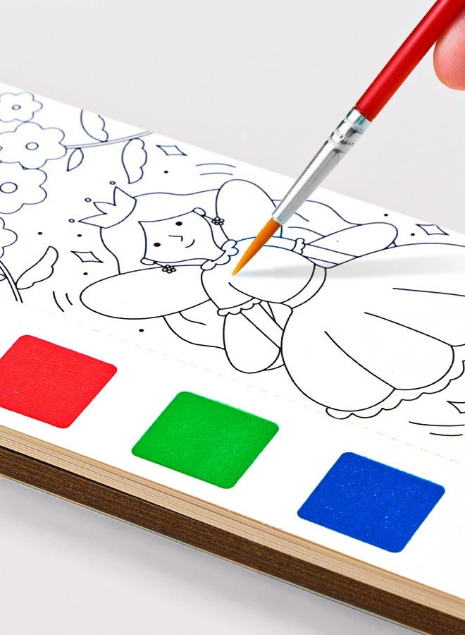 12 Page Flower Fairy Kid's Coloring Book With Brushes And Paint  - Image 3