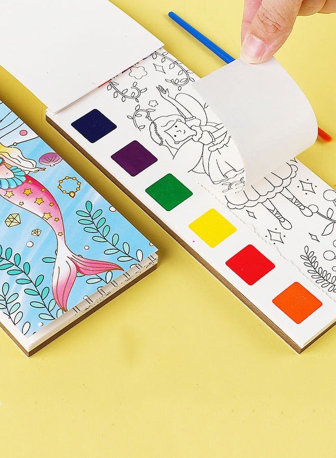 12 Page Flower Fairy Kid's Coloring Book With Brushes And Paint  - Image 2
