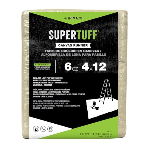Trimaco SuperTuff 6 oz thick Utility Weight Canvas Drop Cloth, 4-feet x 12-feet, Beige - Image 3