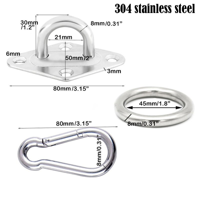 TooTaci Hammock Hook Heavy Duty, 1100lb Capacity Hammock Hanging Kit, 304 Stainless Steel Ceiling Hook with O Ring, Bolt Screws, for Indoor Outdoor Hammocks Wall Mount Kit, Swing Chair Hanging - Image 2