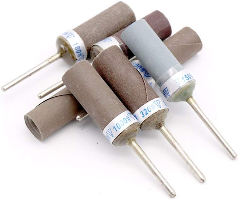 Chiloskit 5pcs Sanding Drums Sleeves Kit, Sandpaper Bar Stick Abrasive Grinding Head Rolls Woodworking Polishing Bit 1/8 Shank fit Rotary Accessories (3000-10000 Grit(5PICS)) - Image 2