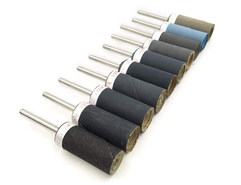 Chiloskit 5pcs Sanding Drums Sleeves Kit, Sandpaper Bar Stick Abrasive Grinding Head Rolls Woodworking Polishing Bit 1/8 Shank fit Rotary Accessories (3000-10000 Grit(5PICS)) - Image 3