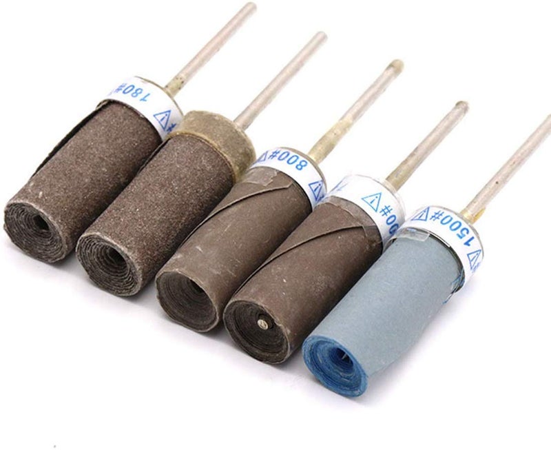 Chiloskit 5pcs Sanding Drums Sleeves Kit, Sandpaper Bar Stick Abrasive Grinding Head Rolls Woodworking Polishing Bit 1/8 Shank fit Rotary Accessories (3000-10000 Grit(5PICS)) - Image 1