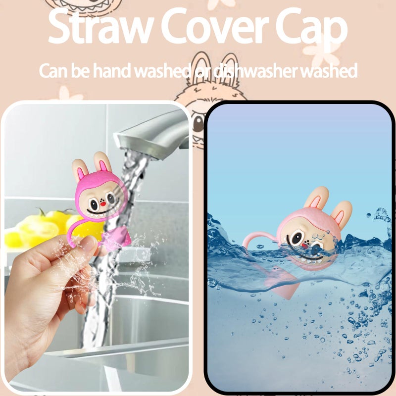 ZERCEJC 7PCS Cute Straw Cover Cap for Stanley Cupï¼ŒReusable Straw Toppers Compatible with Stanley 30&40 Oz Tumblerï¼ŒSilicone Lid Cover for Cup Accessories - Image 3