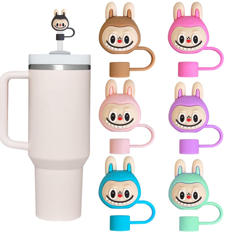 ZERCEJC 7PCS Cute Straw Cover Cap for Stanley Cupï¼ŒReusable Straw Toppers Compatible with Stanley 30&40 Oz Tumblerï¼ŒSilicone Lid Cover for Cup Accessories - Image 1