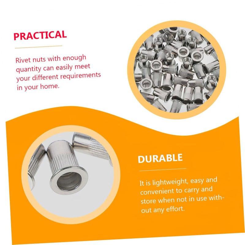 3 Sets 40 Pieces Rivet Nuts Threaded Inserts Flat Head for Fixing Various Applications - Image 4