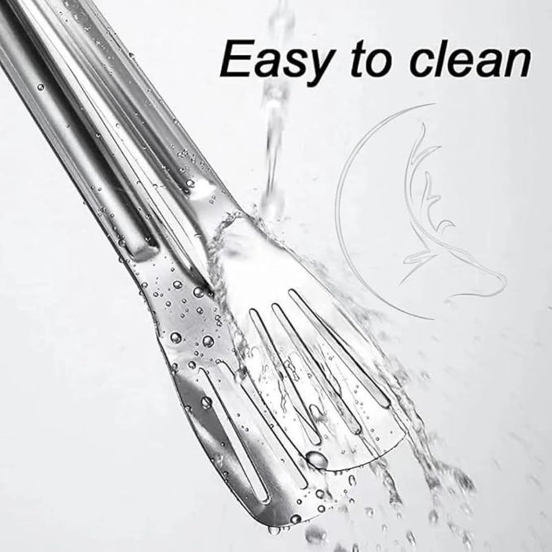 THE COOK HOUSE The Cook House Stainless Steel Utility Tong for Kitchen Tong for Cooking Frying Serving Pakkad for Kitchen with Grip Tong Pakadni Sansi Chimta Gripper for Kitchen Use Set of 4  - Image 5