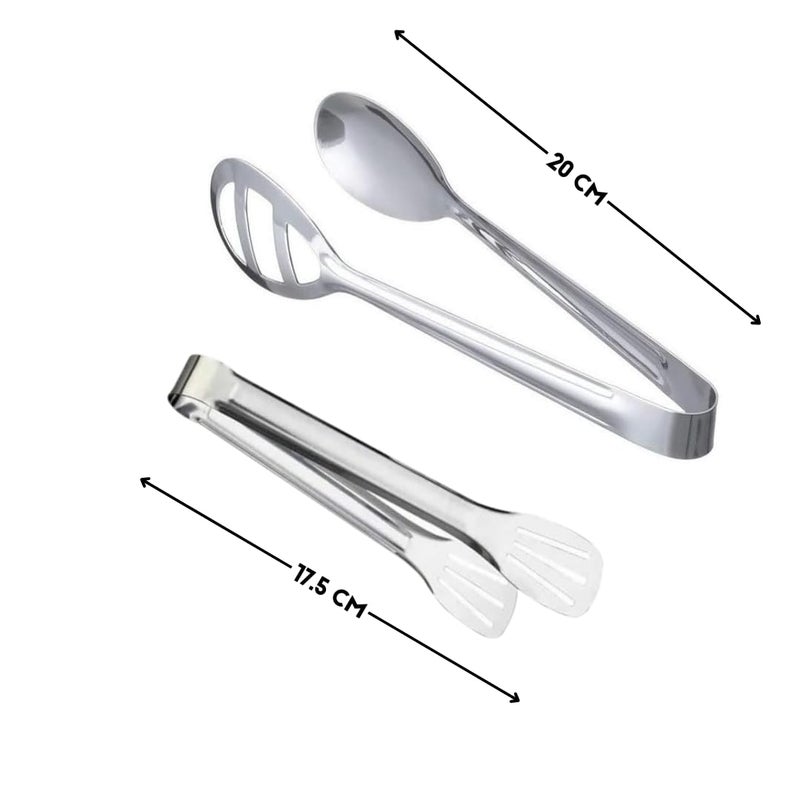 THE COOK HOUSE The Cook House Stainless Steel Utility Tong for Kitchen Tong for Cooking Frying Serving Pakkad for Kitchen with Grip Tong Pakadni Sansi Chimta Gripper for Kitchen Use Set of 4  - Image 3