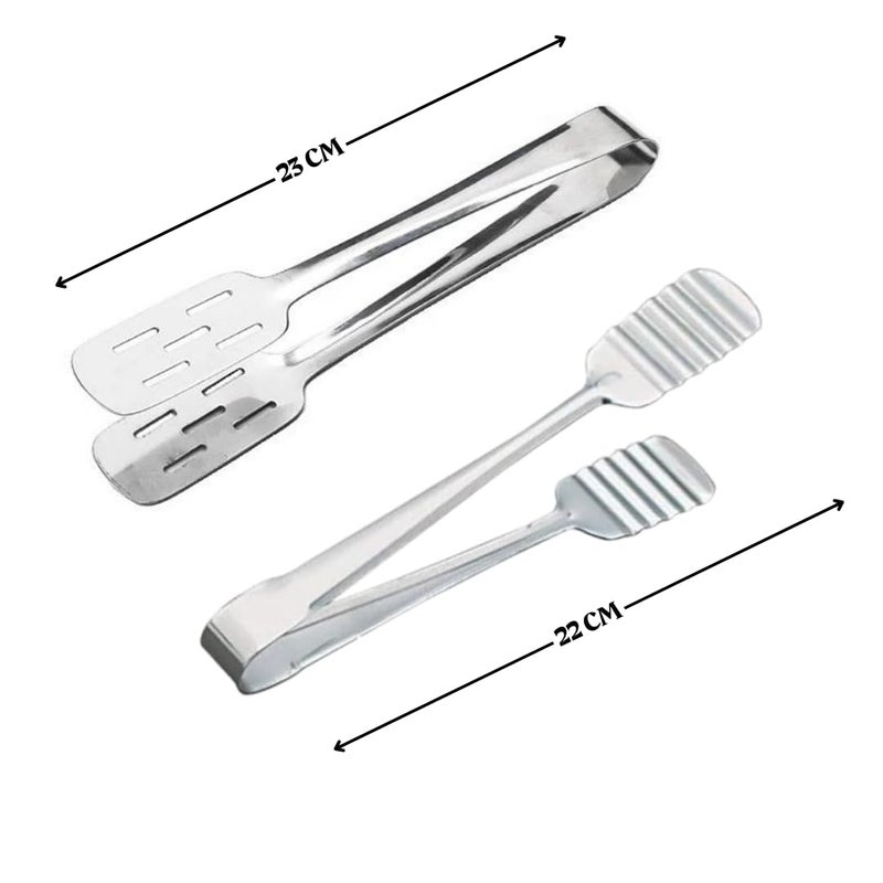THE COOK HOUSE The Cook House Stainless Steel Utility Tong for Kitchen Tong for Cooking Frying Serving Pakkad for Kitchen with Grip Tong Pakadni Sansi Chimta Gripper for Kitchen Use Set of 4  - Image 2