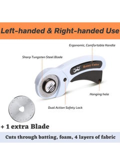 Mr. Pen 45Mm Rotary Cutter With 1 Extra Blade Ergonomic Handle Rotary Cutter For Fabric Fabric Cutter Fabric Cutter Wheel Fabric Rotary Cutter Rotary Cutting Tool Rotary Fabric Cutter  - Image 2