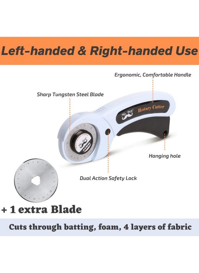 Mr. Pen - 45Mm Rotary Cutter With 1 Extra Blade Ergonomic Handle Rotary Cutter For Fabric Fabric Cutter Fabric Cutter Wheel Fabric Rotary Cutter Rotary Cutting Tool Rotary Fabric Cutter - Image 1