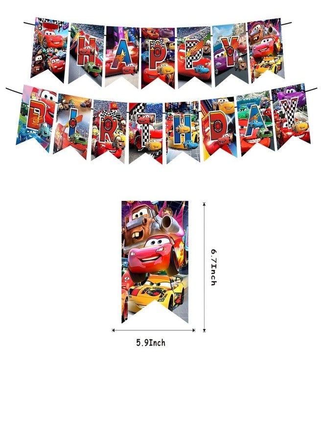 ARHAVI Cars Birthday Decorations Include Happy Birthday Banner, Cake Topper and Cupcake Toppers, Balloons for Cars Theme Party Supplies - Image 3