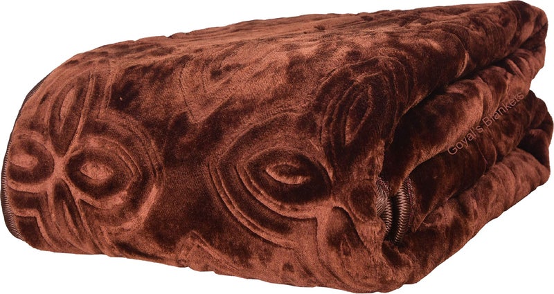 Goyal's Super Soft Mink Double Bed Blanket 500 Tc, 87 X 85 Size - Chocolate Brown, Thermal - Image 4