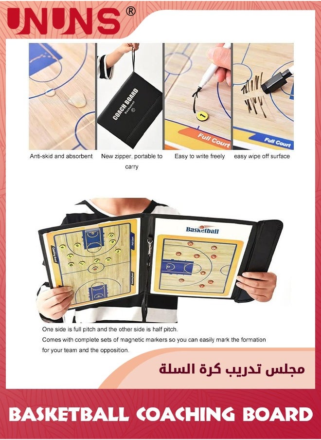 UNUNS Basketball Coaching Board,Professional Coaches Clipboard,Portable Strategy Coach Board Kit,Tactical Magnetic Board Kit With Dry Erase,Marker Pen And Zipper Bag  - Image 3