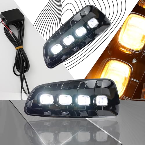 PGTOPONE Switchback White/Amber LED Front Bumper Light Daytime Running Lamp Amber Sequential Turn Signal Light Feature Compatible with Ford F150 F-150 2010 2011 2012 2013 2014 SVT Raptor - Image 4