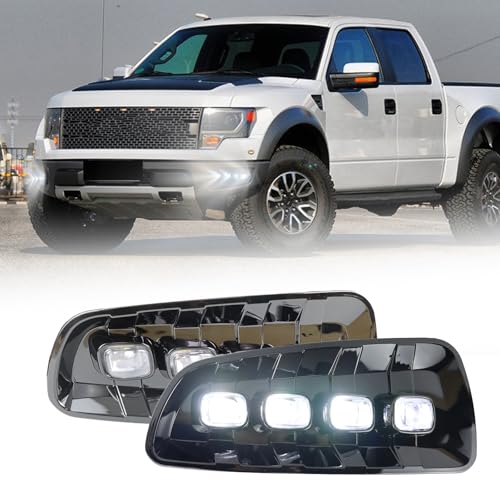 PGTOPONE Switchback White/Amber LED Front Bumper Light Daytime Running Lamp Amber Sequential Turn Signal Light Feature Compatible with Ford F150 F-150 2010 2011 2012 2013 2014 SVT Raptor - Image 1