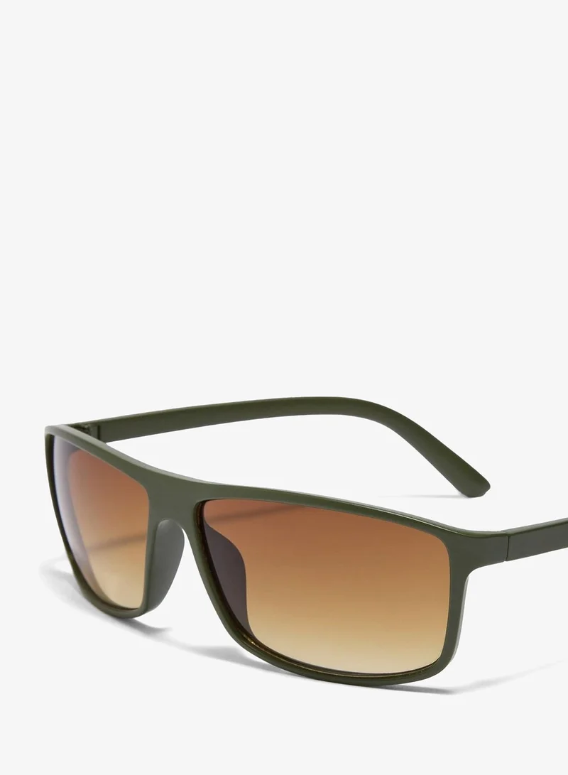 ماتلان Khaki Rectangular Sunglasses