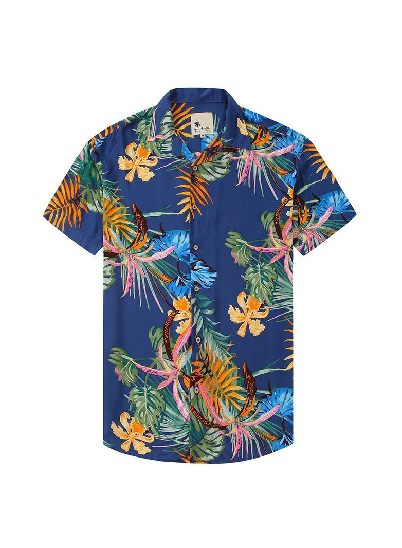 Loquat Short Sleeved European And American Graffiti Art Oversized Digital Printed Shirt - Image 1