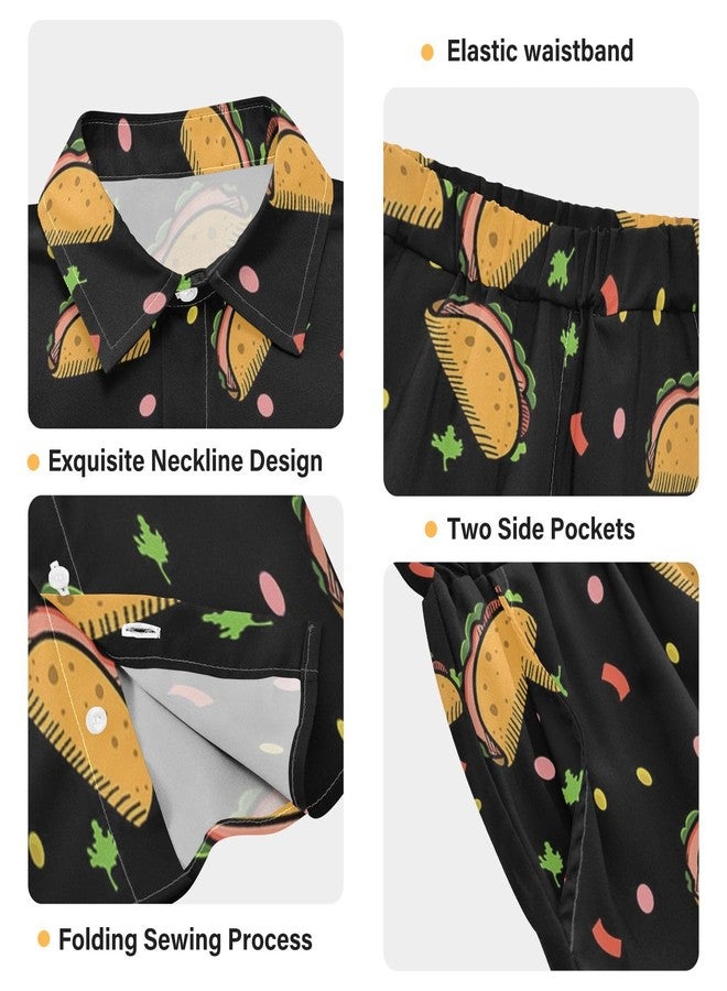 visesunny Toddler Boys 2 Piece Outfit Button Down Shirt and Short Sets Raining Taco Food Boy Summer Outfits for Infant Baby Children Kids - Image 5
