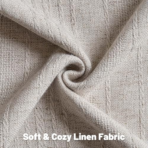 FUTEI Natural Decorative Throw Pillow Covers 18x18 Inch Set of 2Soft Linen Striped Texture Cushion CaseFarmhouse Home Decor for Couch Bed Living Room - Image 3
