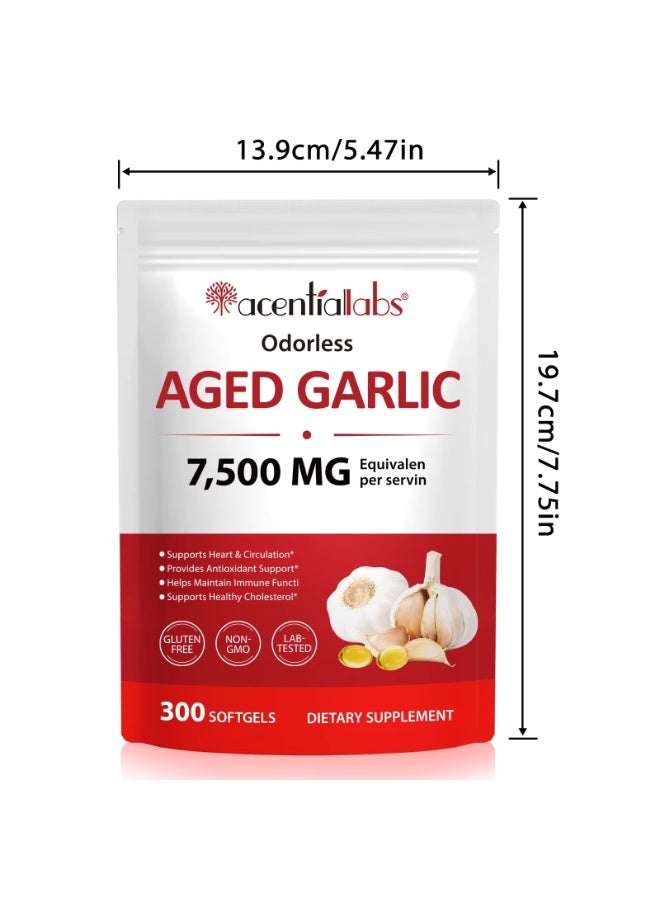 Acentiallabs 300 Pcs Aged Garlic Extract Capsules 7500mg Odorless Organic Aged Garlic Supplement for Heart, Traditional Herbal Support, 2-Year Matured for Overall Wellness, Non-GMO, Gluten Free - Image 2