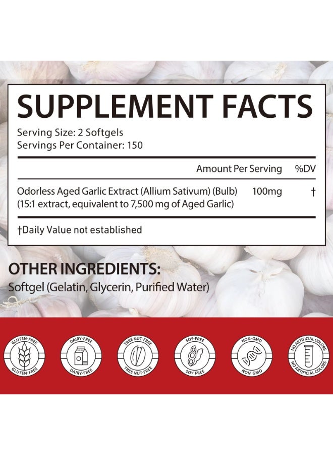 Acentiallabs 300 Pcs Aged Garlic Extract Capsules 7500mg Odorless Organic Aged Garlic Supplement for Heart, Traditional Herbal Support, 2-Year Matured for Overall Wellness, Non-GMO, Gluten Free - Image 4