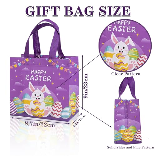 Jaywayang 4Pcs Happy Easter Gift Bags, Easter Non-woven Bags with Handle, Reusable Goodie Bags for Kids, Rabbit Bunny Treat Bags, Party Supplies. - Image 2