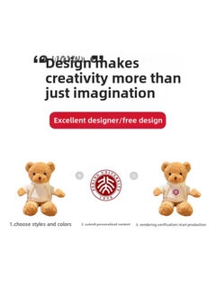 Generic Little Bear Doll Teddy Bear Plush Toy Doll School Badge Year's Day Company LOGO Activity Gift-Color:Ka Wei Yi Mi Bear [Rose Velvet]]-Height:38cm Bear + Satchel Bag  - Image 4