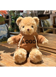 Generic Little Bear Doll Teddy Bear Plush Toy Doll School Badge Year's Day Company LOGO Activity Gift-Color:Ka Wei Yi Mi Bear [Rose Velvet]]-Height:38cm Bear + Satchel Bag  - Image 1