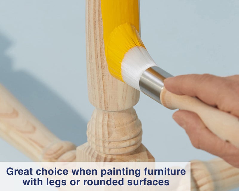 Zibra Round Paint Brush for Curved Surfaces and Ornate Details, 1 in, White, Pro Grade - Image 2