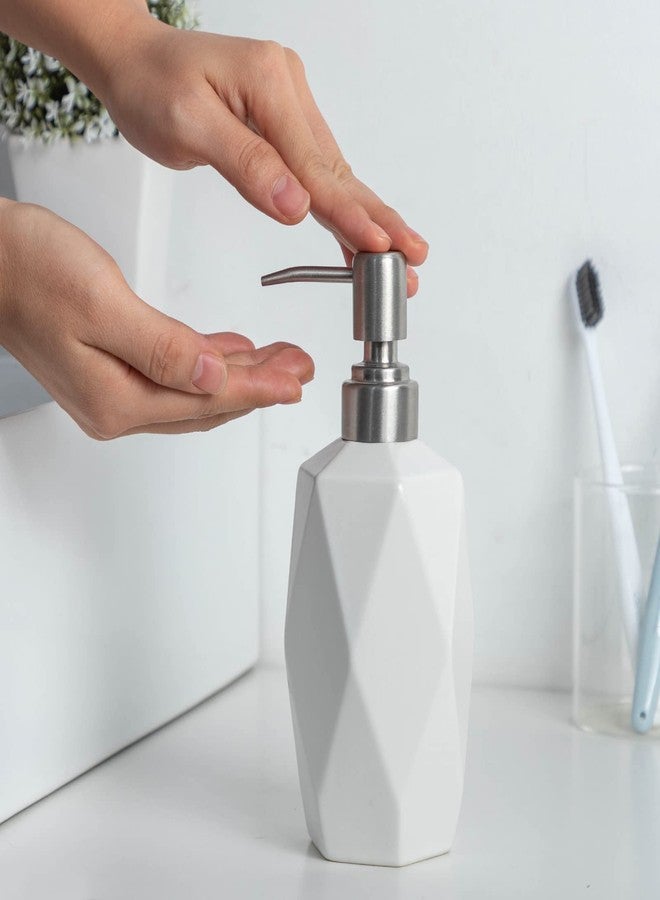 FE FUN ELEMENTS Soap Dispenser, 13.5oz Ceramic Soap Dispenser Bathroom for Kitchen & Bathroom (White) - Image 5