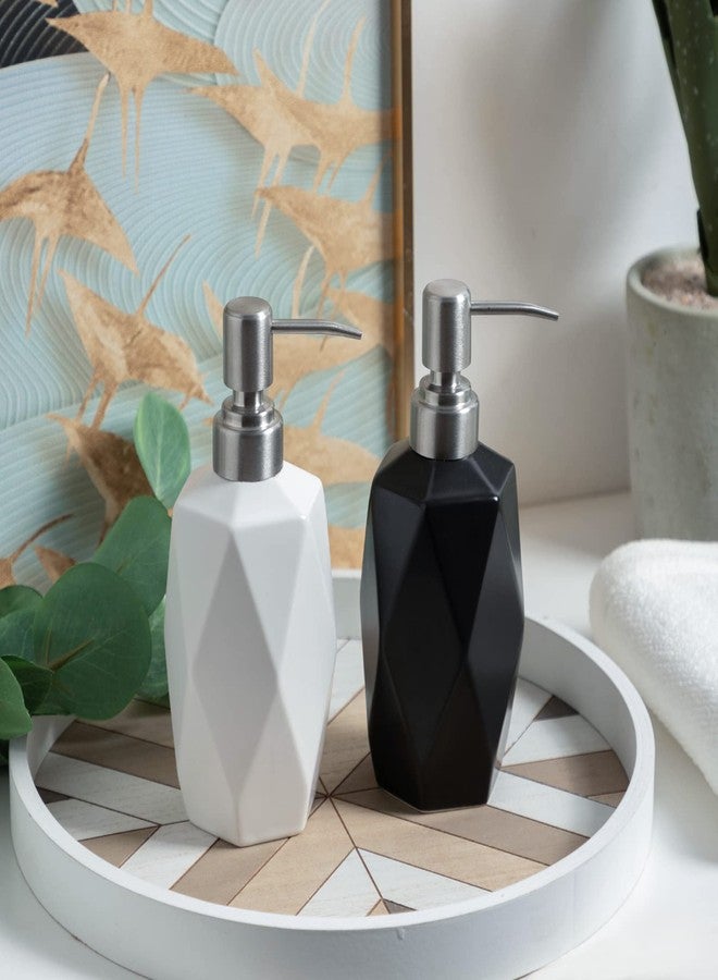 FE FUN ELEMENTS Soap Dispenser, 13.5oz Ceramic Soap Dispenser Bathroom for Kitchen & Bathroom (White) - Image 4