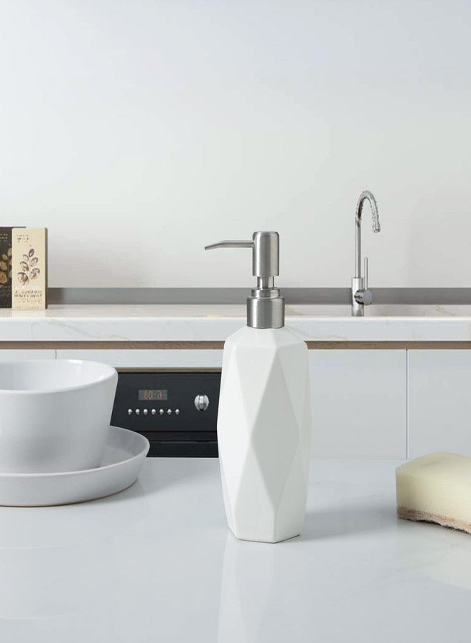 FE FUN ELEMENTS Soap Dispenser, 13.5oz Ceramic Soap Dispenser Bathroom for Kitchen & Bathroom (White) - Image 3