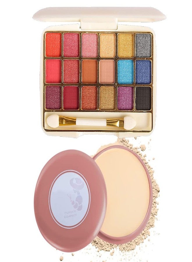 Adbeni Natural Makeup Pressed Compact Powder & 18 Color Mini Eyeshadow Palette (Pack Of 2) - Image 1