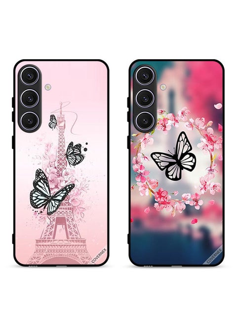 Two Cases For Samsung Galaxy S25 Plus 5G Protective Covers Butterfly in Ring and Butterfly on Eiffel Tower
