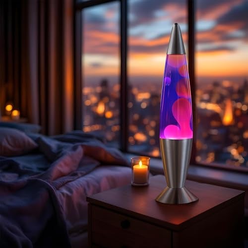 JAMBO 16" Beautiful Liquid Lamp- Blue with Purple Wax, Relaxing Magma Light, Night Light Nightlight, Home Decor Living Room Office Bedroom Lamp for Adults Teens Kids - Image 2
