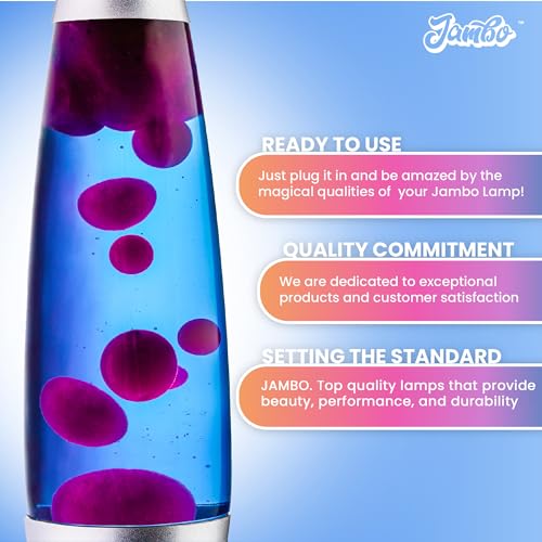 JAMBO 16" Beautiful Liquid Lamp- Blue with Purple Wax, Relaxing Magma Light, Night Light Nightlight, Home Decor Living Room Office Bedroom Lamp for Adults Teens Kids - Image 3