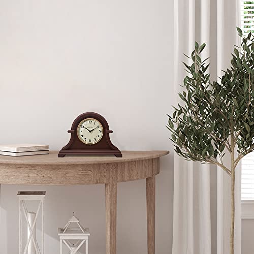 Presentime & Co. Mantel Clock Vintage Farmhouse Series, Napoleon Desk & Shelf Clock, 13 x 10 inch, Domed Lens, Quartz Movement, ABS Plastic Case, Walnut Brown Finish (Home/Tabletop Decoration) - Image 5
