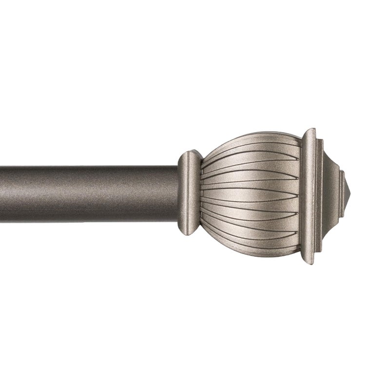 Kenney KN71673 Beckett Soft Square End Standard Decorative Window Curtain Rod, 28-48" Adjustable Length, Pewter Finish, 5/8" Diameter Steel Tube, 1-Pack