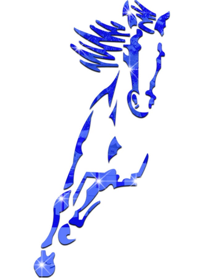 NIBEMINENT 3D Horse Printed Self-Adhesive Wall Sticker Blue