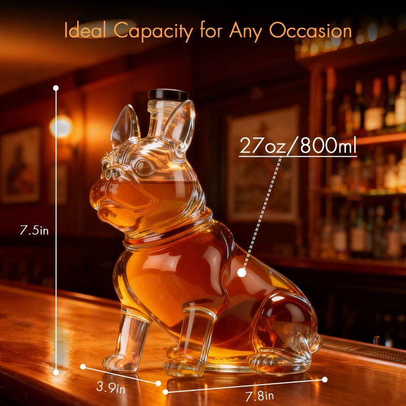ELERGIFTS Funny French Bulldog Whiskey Decanterï¼Œ27oz(800ML) French Bulldog Liquor Bottle, Liquor Dispenser For Display Cabinet Hotels,Multi-Purpose Beverage Container for Men Dad Home Barï¼ŒValentine's Day Gifts - Image 5